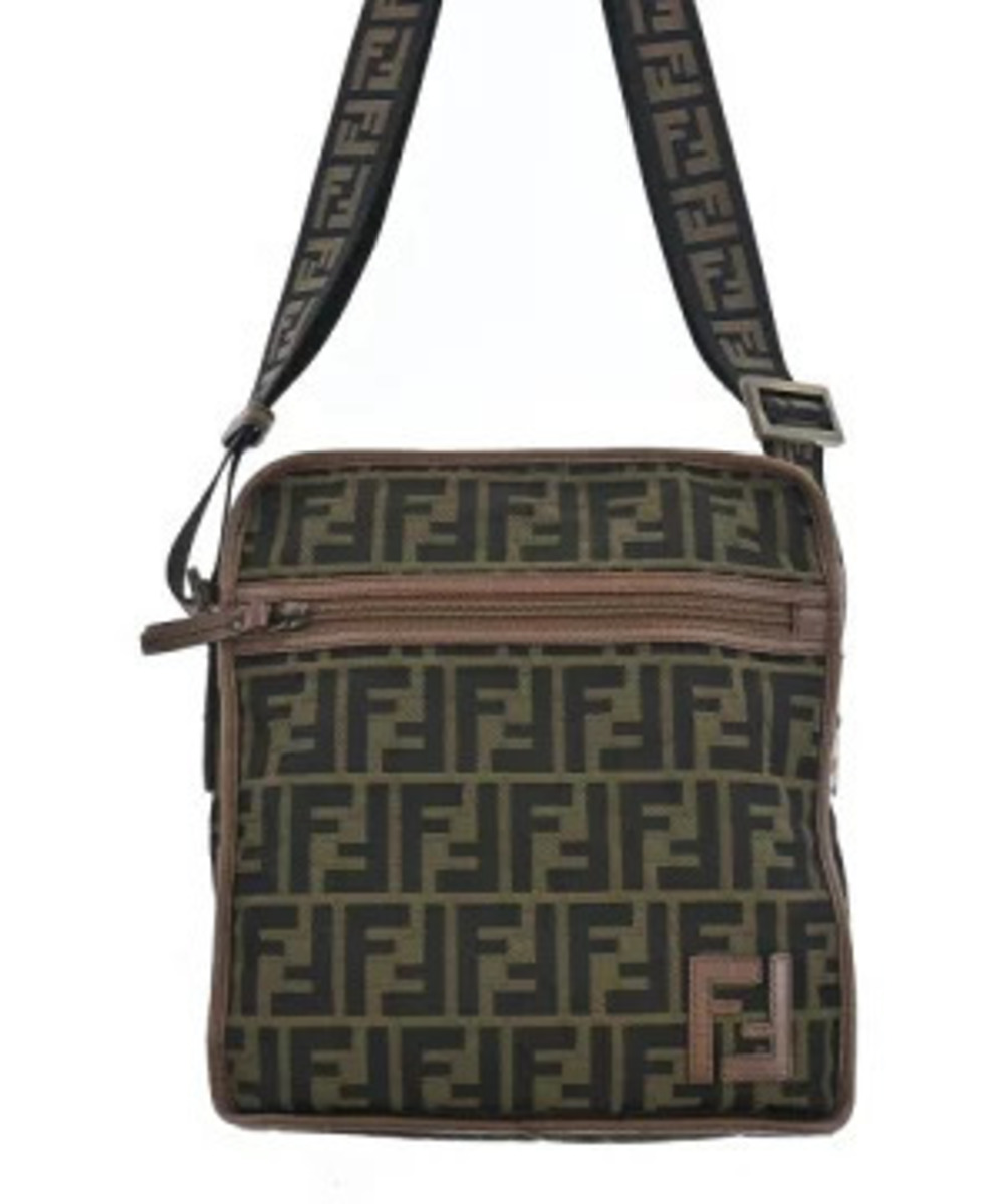 Fendi Shoulder Bag Khaki Green Black All over pattern